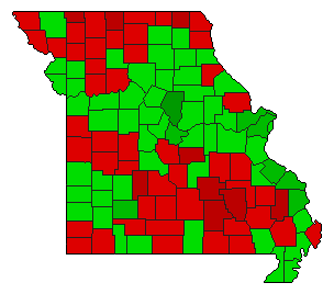 1976 Missouri County Map of Open Primary Election Results for Referendum