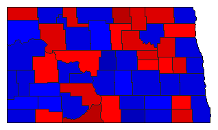 1976 North Dakota County Map of General Election Results for President