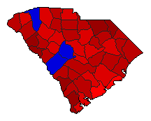 1976 South Carolina County Map of General Election Results for President