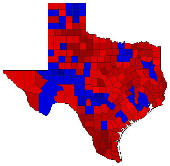 1976 Texas County Map of General Election Results for President