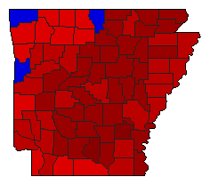 1976 Arkansas County Map of General Election Results for President