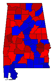 1980 Alabama County Map of General Election Results for President