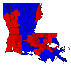 1980 Louisiana County Map of General Election Results for President