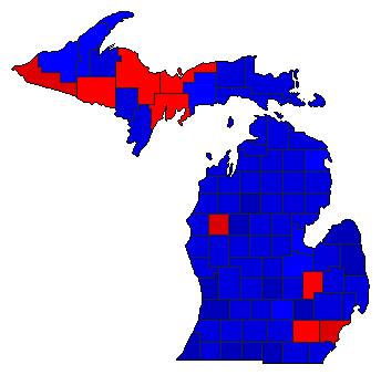 1980 Michigan County Map of General Election Results for President