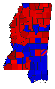 1980 Mississippi County Map of General Election Results for President