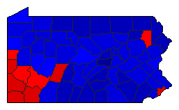 1980 Pennsylvania County Map of General Election Results for President