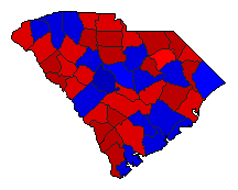 1980 South Carolina County Map of General Election Results for President