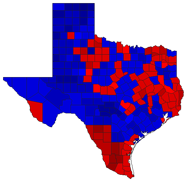 1980 Texas County Map of General Election Results for President