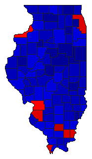 1982 Illinois County Map of General Election Results for Secretary of State