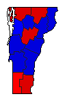 1982 Vermont County Map of General Election Results for Senator