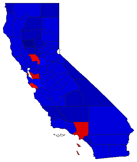 1982 California County Map of General Election Results for Senator
