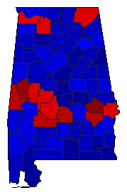 1984 Alabama County Map of General Election Results for President