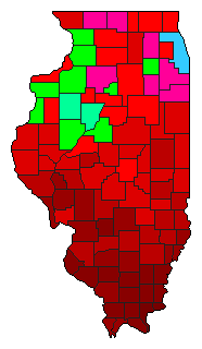 1984 Illinois County Map of Democratic Primary Election Results for Senator