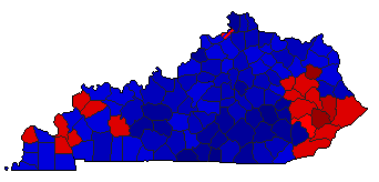 1984 Kentucky County Map of General Election Results for President