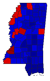 1984 Mississippi County Map of General Election Results for President