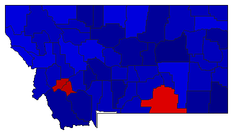 1984 Montana County Map of General Election Results for President