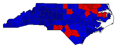 1984 North Carolina County Map of General Election Results for President