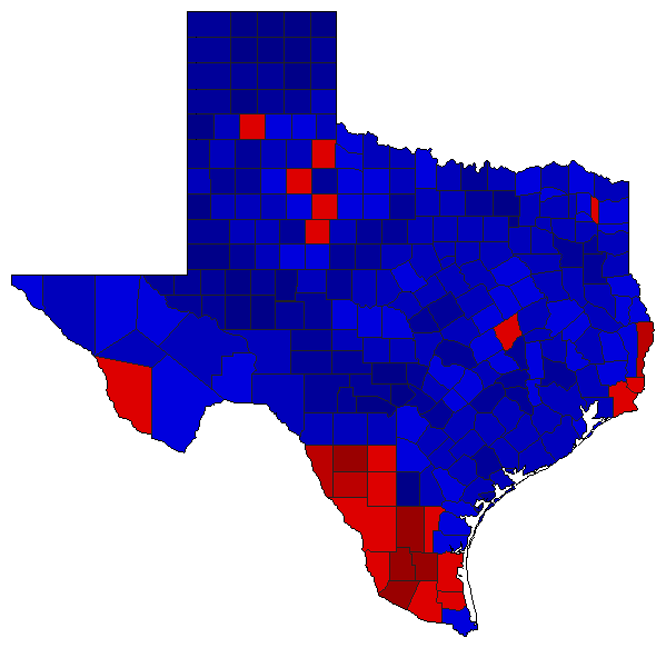 1984 Texas County Map of General Election Results for President