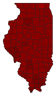1986 Illinois County Map of Democratic Primary Election Results for Senator