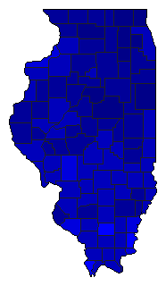 1986 Illinois County Map of General Election Results for Secretary of State