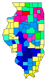 1986 Illinois County Map of Democratic Primary Election Results for State Treasurer