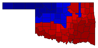 1986 Oklahoma County Map of General Election Results for Lt. Governor