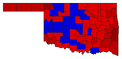 1986 Oklahoma County Map of Democratic Runoff Election Results for Lt. Governor