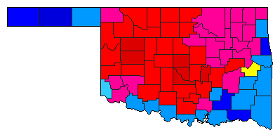 1986 Oklahoma County Map of Democratic Primary Election Results for State Treasurer