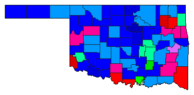 1986 Oklahoma County Map of Republican Primary Election Results for State Treasurer
