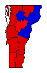 1986 Vermont County Map of General Election Results for Lt. Governor
