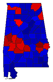 1988 Alabama County Map of General Election Results for President