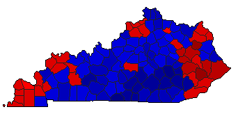 1988 Kentucky County Map of General Election Results for President
