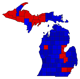 1988 Michigan County Map of General Election Results for President