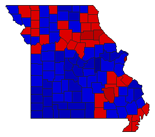 1988 Missouri County Map of General Election Results for President