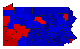 1988 Pennsylvania County Map of General Election Results for President