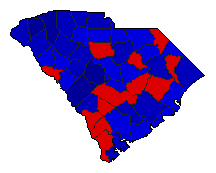 1988 South Carolina County Map of General Election Results for President