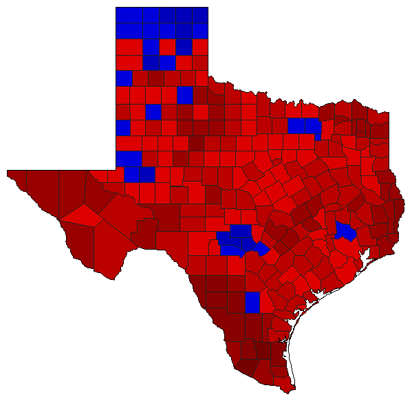 1988 Texas County Map of General Election Results for Senator