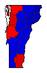 1988 Vermont County Map of General Election Results for President
