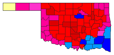 1990 Oklahoma County Map of Democratic Primary Election Results for Lt. Governor