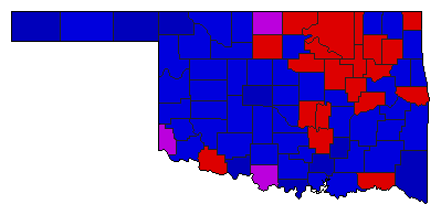 1990 Oklahoma County Map of Republican Runoff Election Results for Lt. Governor