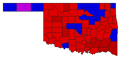 1990 Oklahoma County Map of Democratic Runoff Election Results for State Treasurer