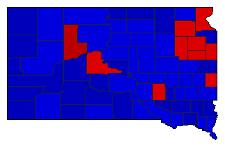 1990 South Dakota County Map of General Election Results for Governor