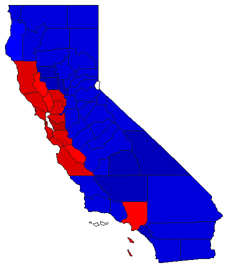 1990 California County Map of General Election Results for Governor