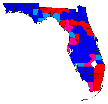 1992 Florida County Map of General Election Results for President