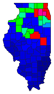 1992 Illinois County Map of Democratic Primary Election Results for Senator