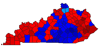 1992 Kentucky County Map of General Election Results for President