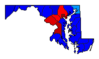 1992 Maryland County Map of General Election Results for President