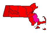 1992 Massachusetts County Map of General Election Results for President
