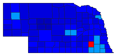 1992 Nebraska County Map of General Election Results for President