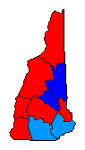 1992 New Hampshire County Map of General Election Results for President
